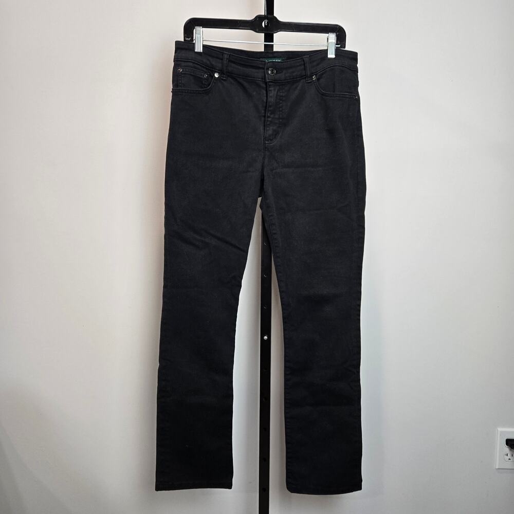 Lauren Ralph Lauren Black Straight Leg High Rise Denim Jeans‎ 10